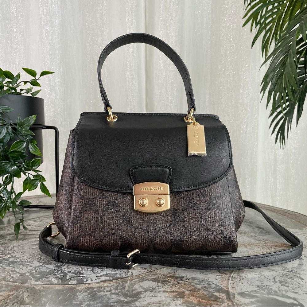 COACH AVARY CROSSBODY IN SIGNATURE CANVAS F38070 IM/BROWN/BLACK $350